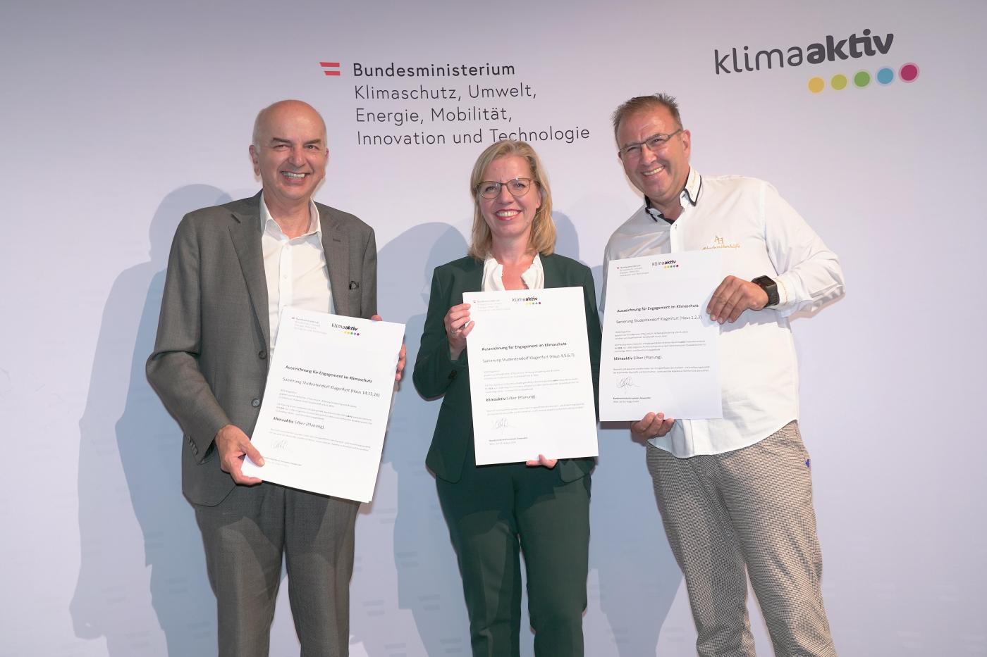 klimaaktiv Silber Auszeichnung für die Planung der Sanierung des Studentendorfs Klagenfurt (Haus 1- 24) in Klagenfurt Inhalt