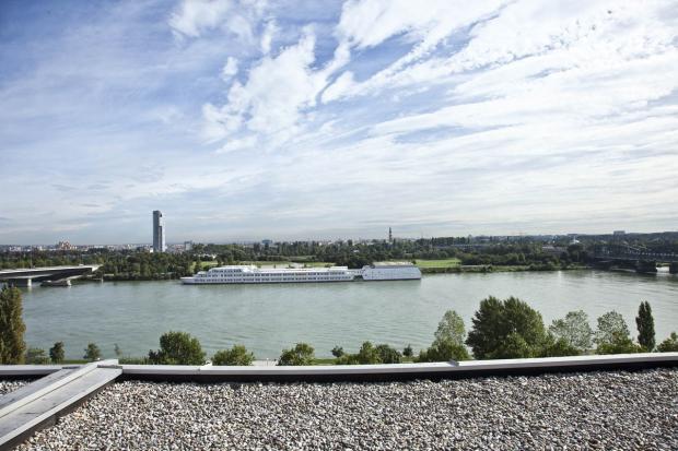 view of the danube from the rooftop terrace