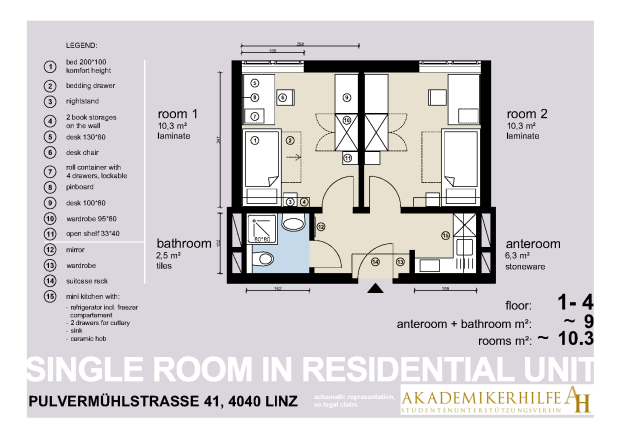 plan | single room in residential unit 